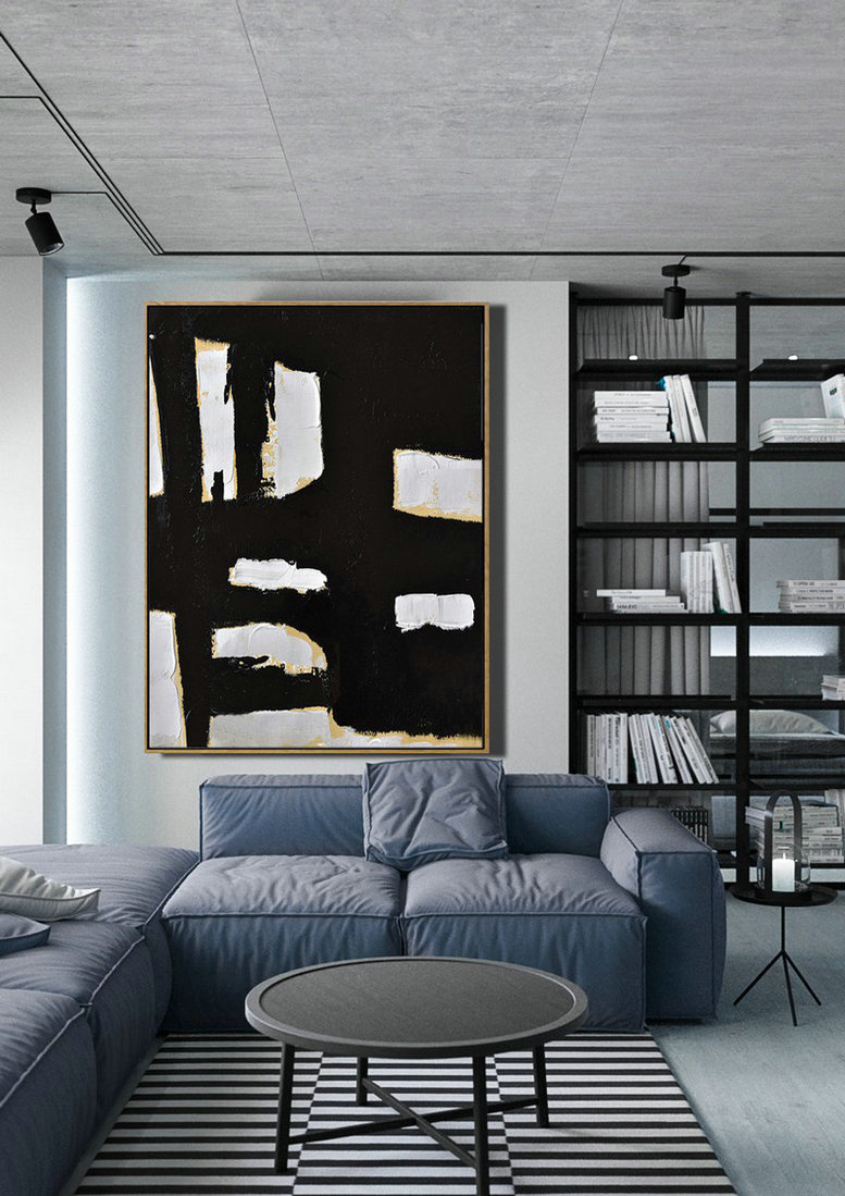 Original Abstract Painting Extra Large Canvas Art,Minimalist Painting On Canvas, Palette Knife Vertical Minimal Art - Large Wall Canvas